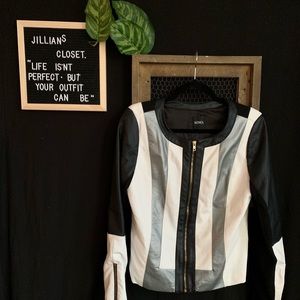 Black and white leather jacket